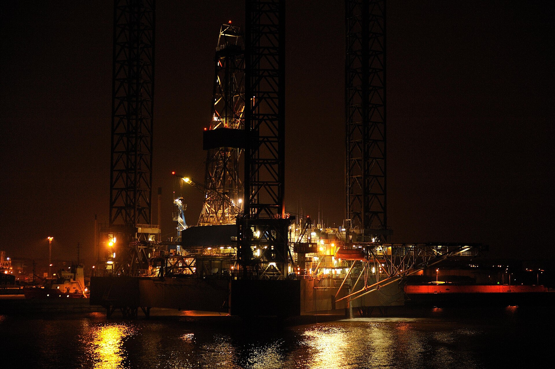 Offshore platform at night